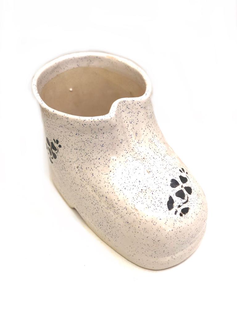 Ceramic Planter Pots Boot Shoes Design Outdoor Décor Designs By Tamrapatra