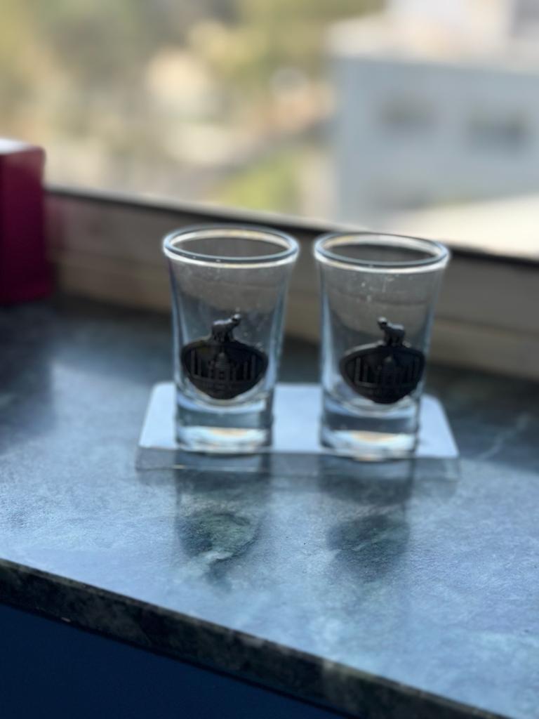 Royal Shot Glasses Set Of 2 Embossed Souvenir Taj Mahal Elephant By Tamrapatra