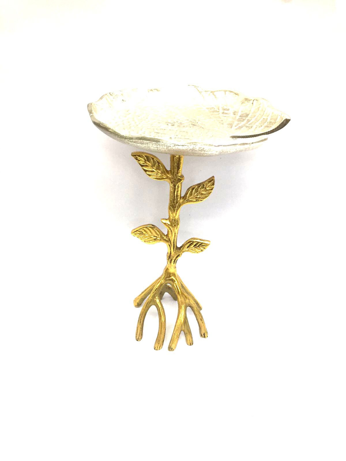 Silver Lotus With Gold Leaf Stand Platters Metal Art Kitchen From Tamrapatra