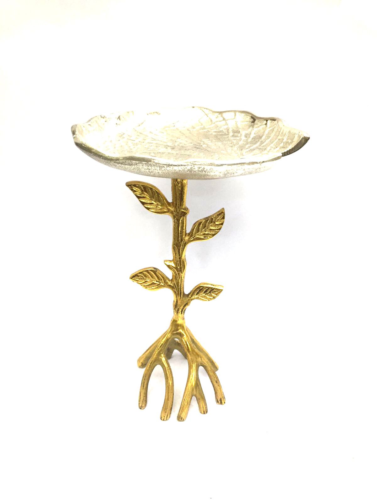 Silver Lotus With Gold Leaf Stand Platters Metal Art Kitchen From Tamrapatra