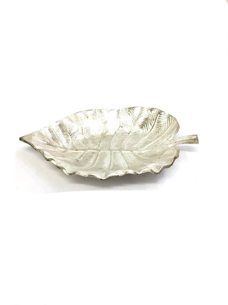 Leaf Platters Serve Dry Snacks Table Décor Metal Craftsmanship By Tamrapatra