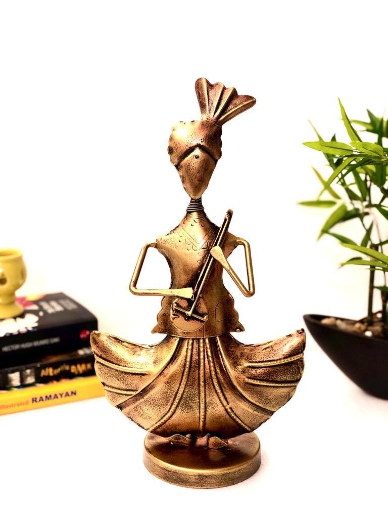 Modern Musician Playing Instruments Gold Metal Artifacts By Tamrapatra - Tamrapatra