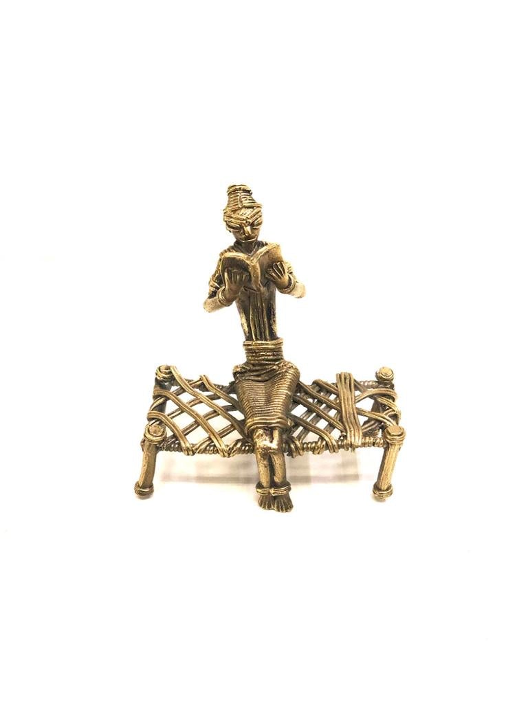 Indian Tribal Lifestyle Lost Wax Brass Figurines Handcrafted From Tamrapatra