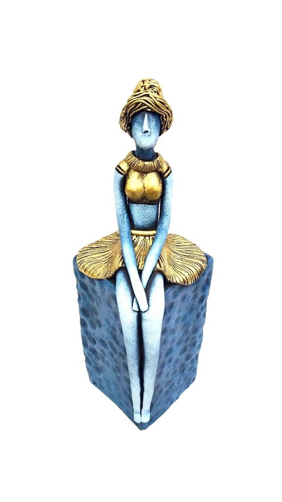 Sculpture Beautiful Lady Sitting Bedroom Living Lounge Home Décor Tamrapatra