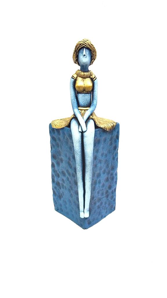 Sculpture Beautiful Lady Sitting Bedroom Living Lounge Home Décor Tamrapatra