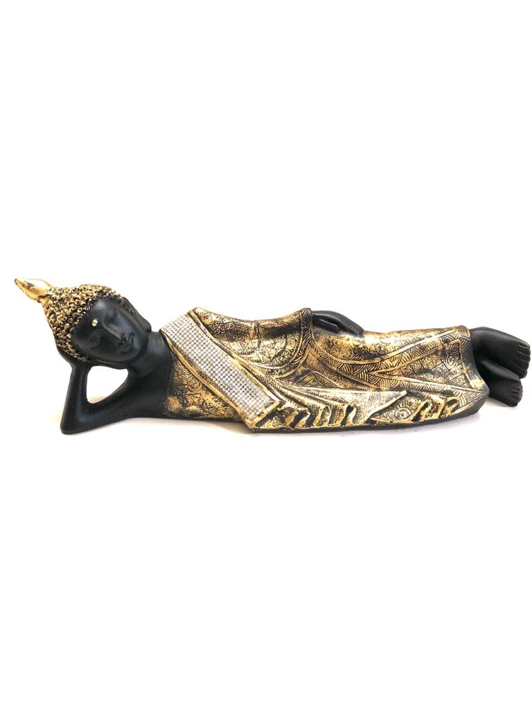 Sleeping Buddha For Horizontal Space Décor Resin Crafts With Crystals Tamrapatra