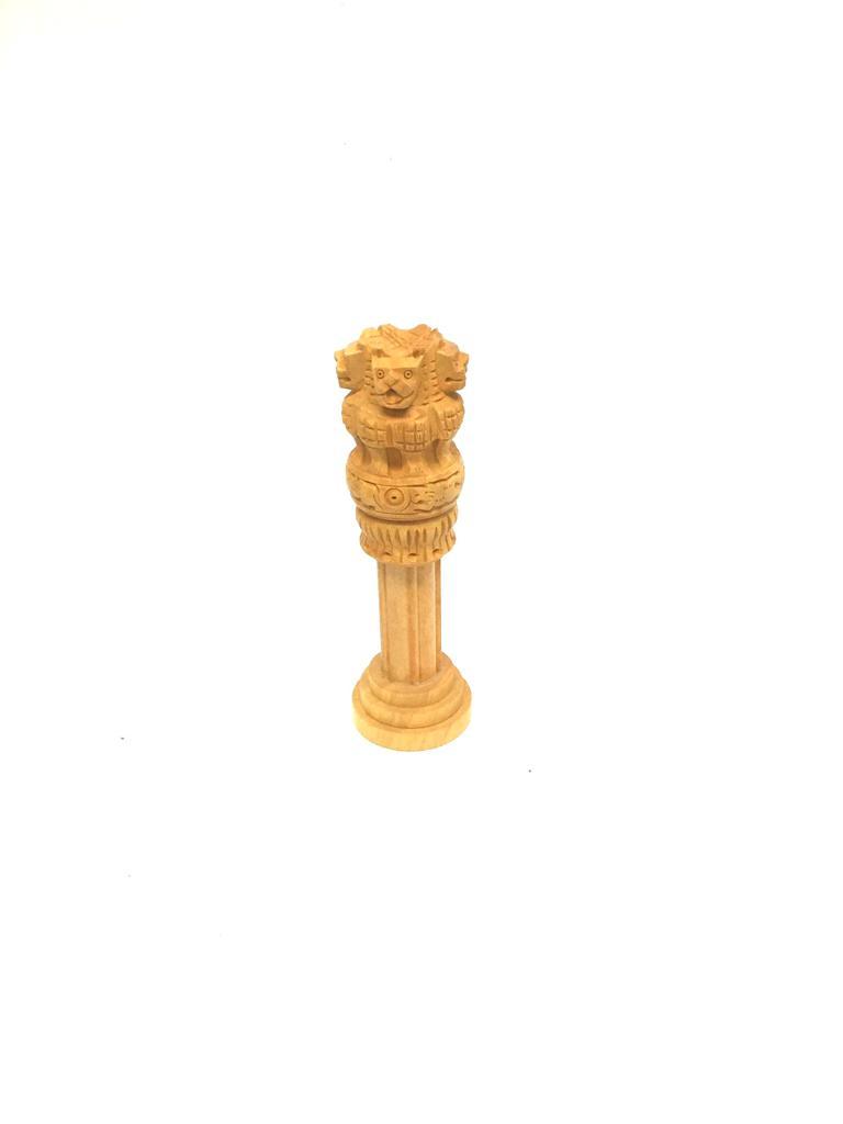 Ashok Pillar Stambh Wooden Souvenir Office Desk Accessories From Tamrapatra