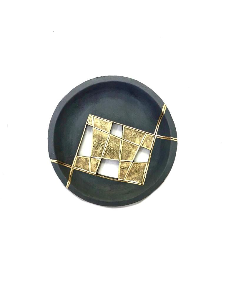 Gray Shades Circle Terracotta Designer Plates In Set Of 5 Wall Art Tamrapatra