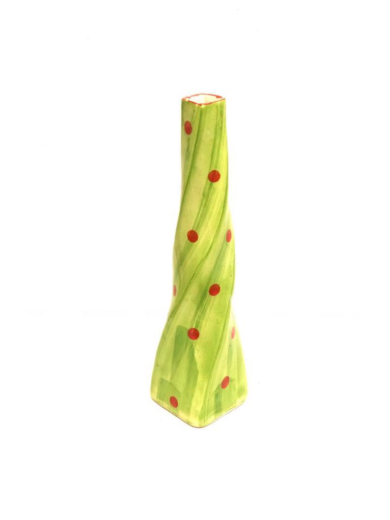 Spiral Polka Dots Ceramic Planter Available In Smart Bright Shades By Tamrapatra
