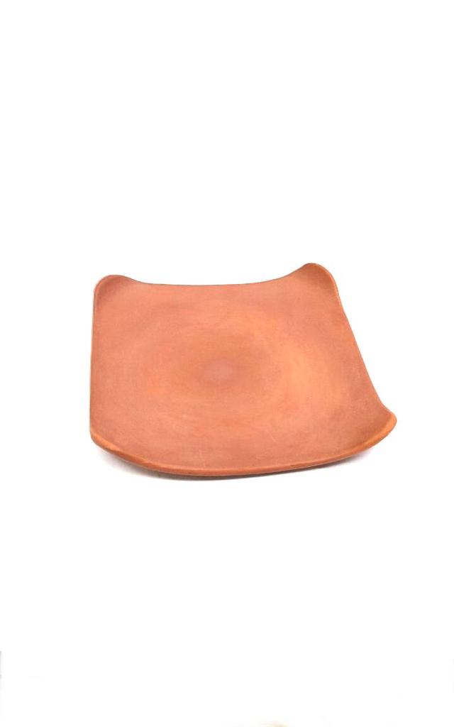 Designer Square Lunch & Dinner Serving Plates Set Of 3 Terracotta By Tamrapatra