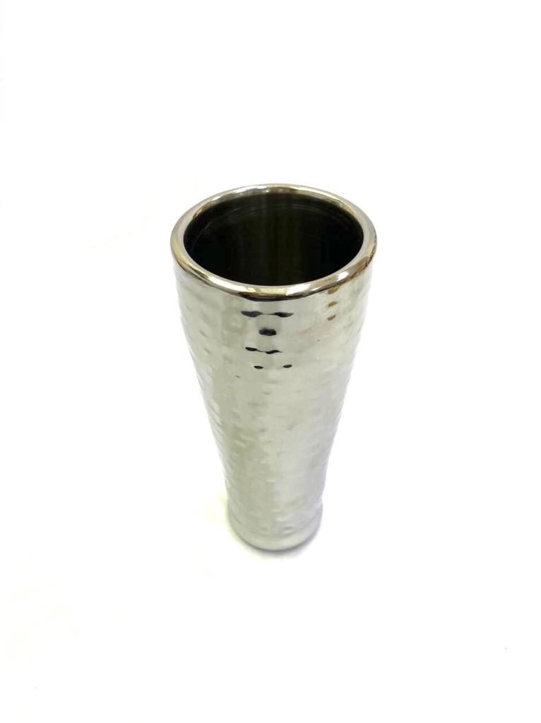 Insulate Stainless Steel Tall Glass Hammered Beer Lassi Beverages Tamrapatra