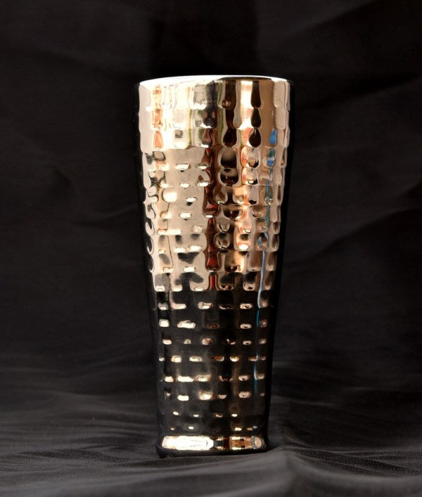 Insulate Stainless Steel Tall Glass Hammered Beer Lassi Beverages Tamrapatra