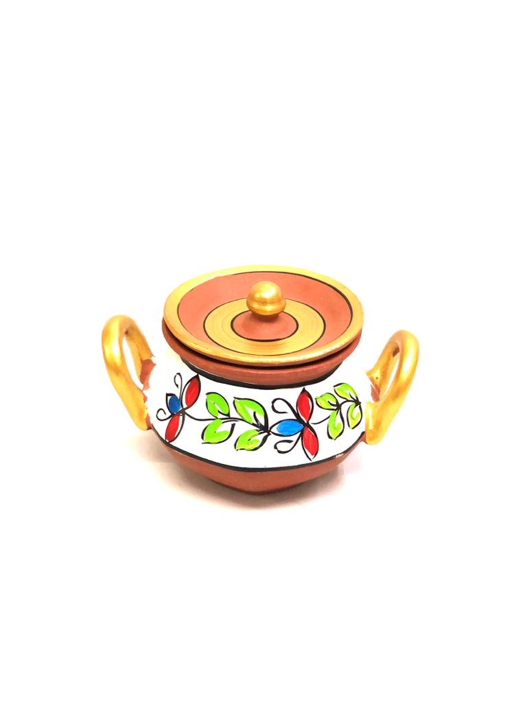 Pahal Handi Cooking Earthenware Hand Painting Floral Design By Tamrapatra