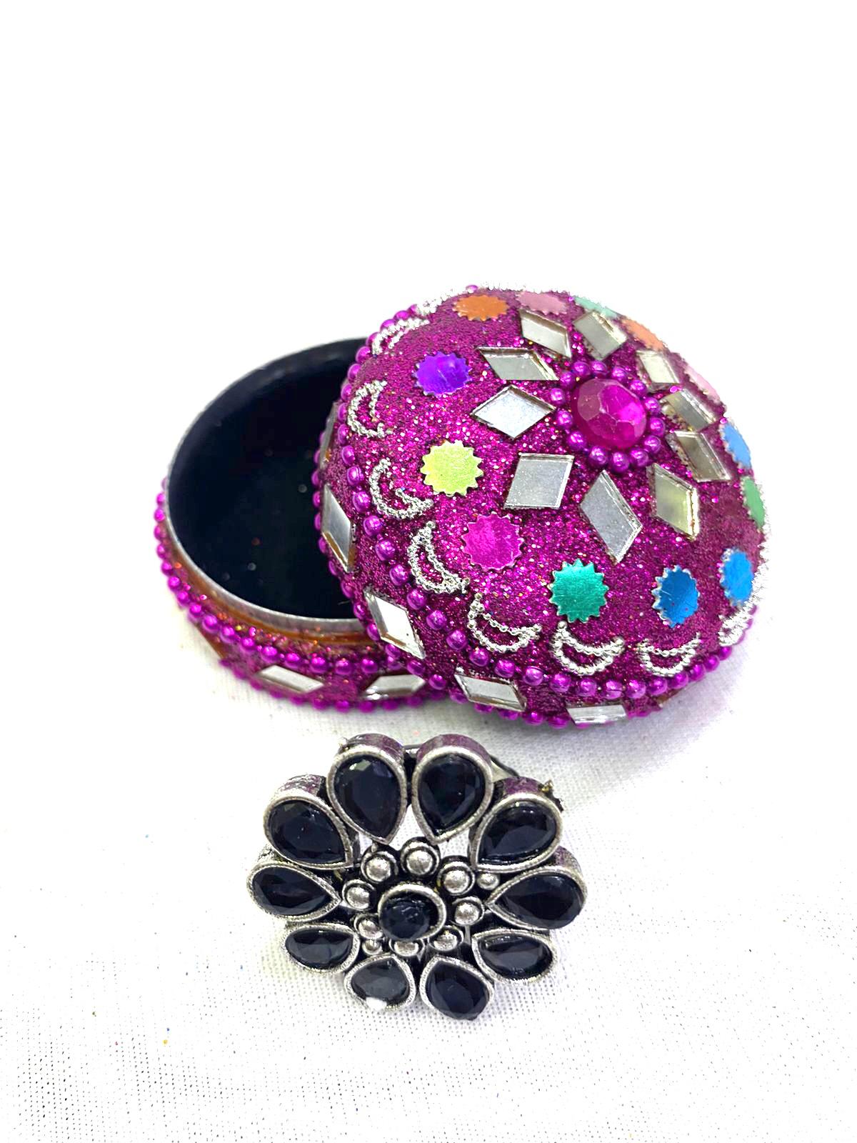 Jewelry Box Mirror & Kundan Art Handcrafted Storage Gifts Occasion Tamrapatra