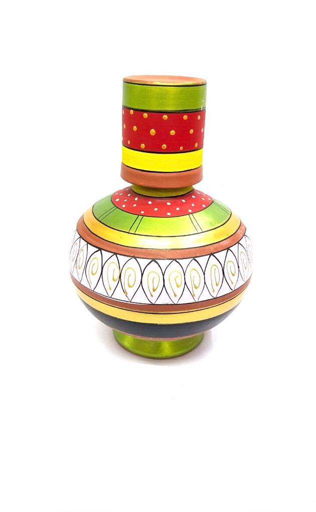 Water Jug Surahi Style hand Painted With Glass Vintage Style From Tarmapatra