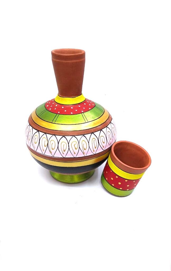 Water Jug Surahi Style hand Painted With Glass Vintage Style From Tarmapatra