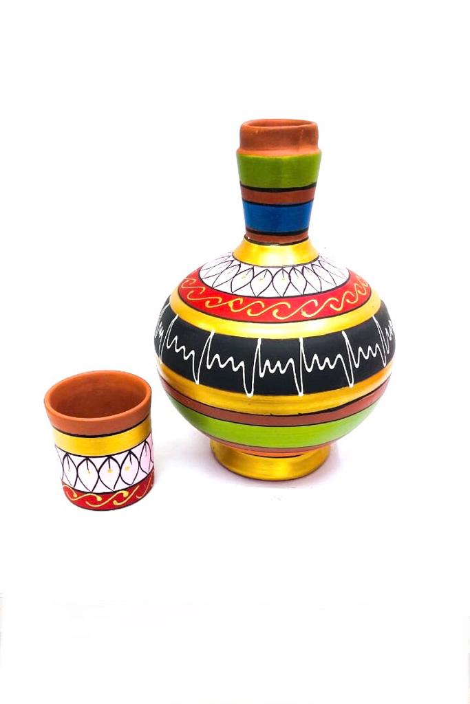 Water Jug Surahi Style hand Painted With Glass Vintage Style From Tarmapatra