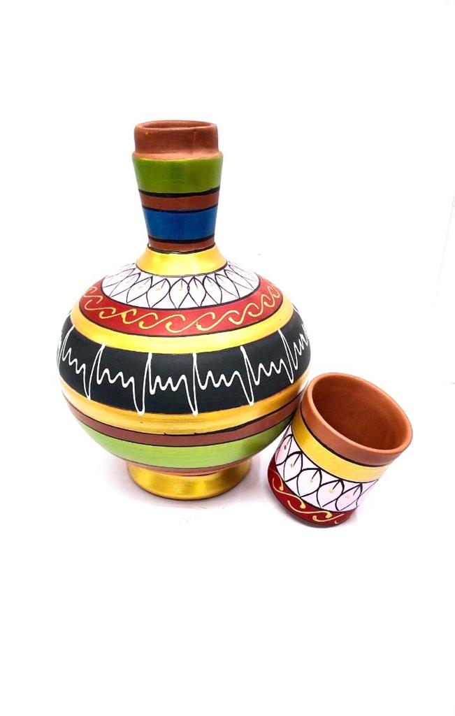 Water Jug Surahi Style hand Painted With Glass Vintage Style From Tarmapatra