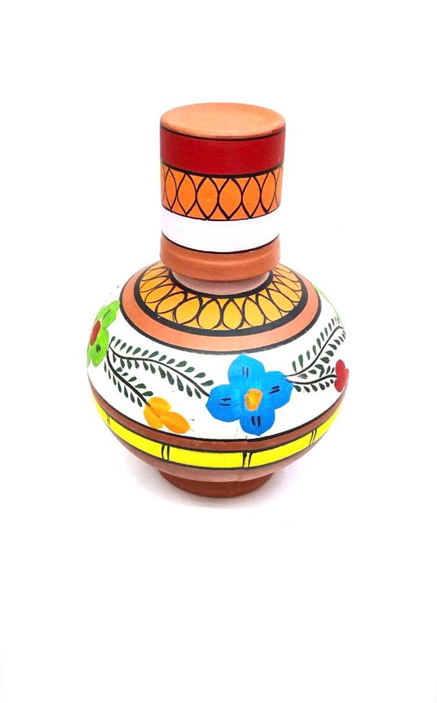 Water Jug Surahi Style hand Painted With Glass Vintage Style From Tarmapatra