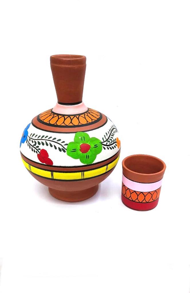 Water Jug Surahi Style hand Painted With Glass Vintage Style From Tarmapatra