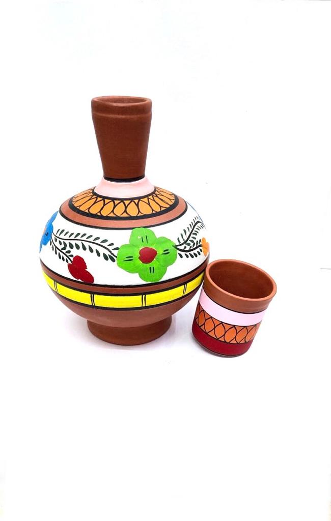 Water Jug Surahi Style hand Painted With Glass Vintage Style From Tarmapatra