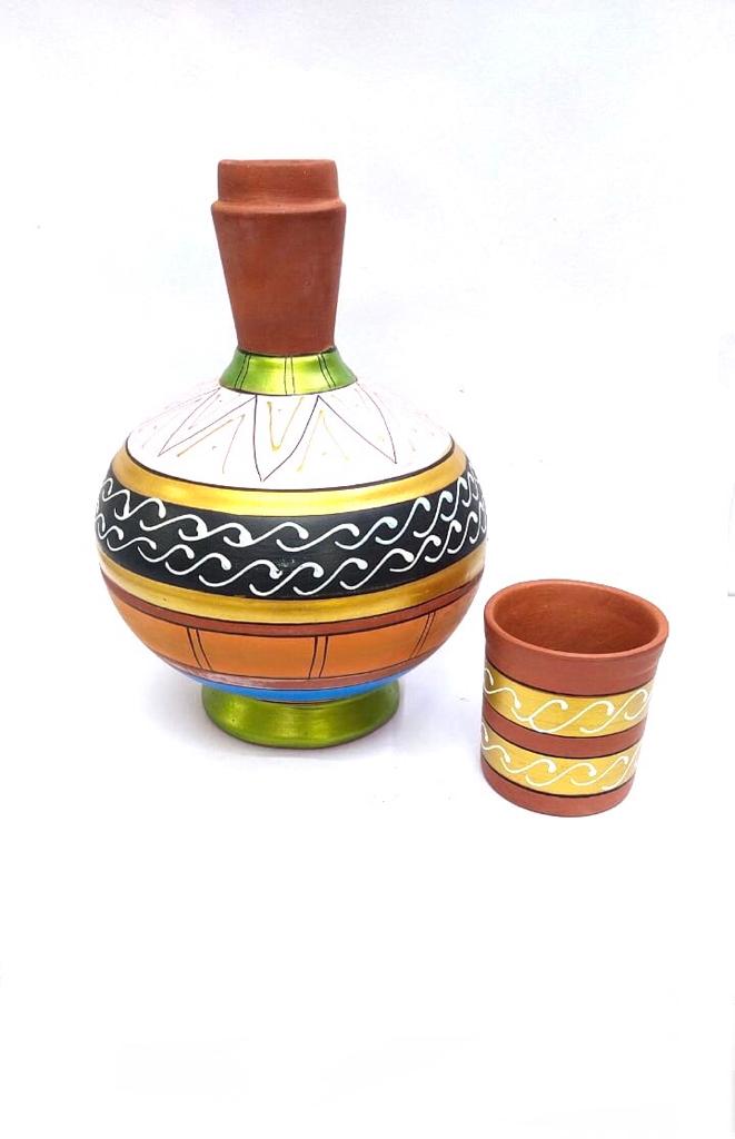 Water Jug Surahi Style hand Painted With Glass Vintage Style From Tarmapatra