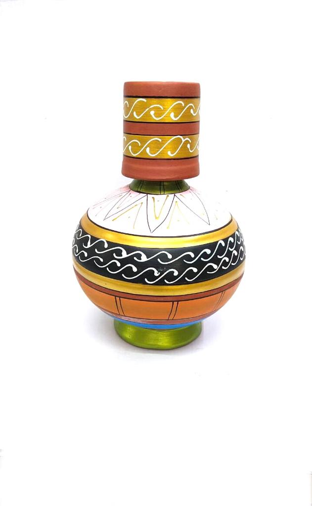 Water Jug Surahi Style hand Painted With Glass Vintage Style From Tarmapatra