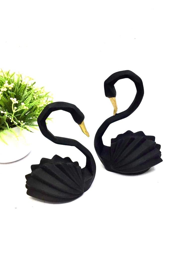Swan Pair Geometrical Shape Modern Set Of 2 Birds Home Décor By Tamrapatra