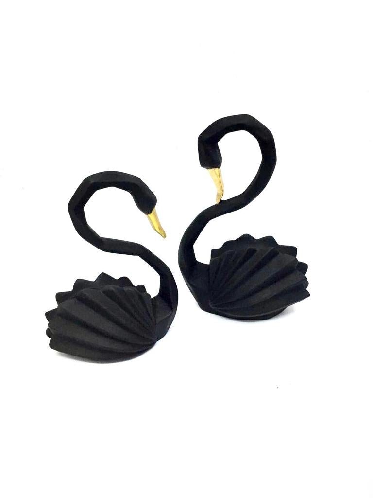 Swan Pair Geometrical Shape Modern Set Of 2 Birds Home Décor By Tamrapatra