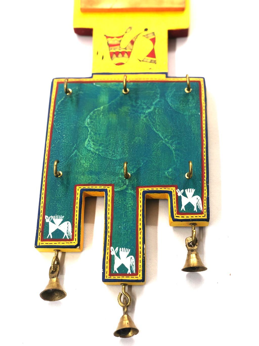 Sweet Home Key Holder Warli Art Striking Colours With Bells Tamrapatra - Tamrapatra