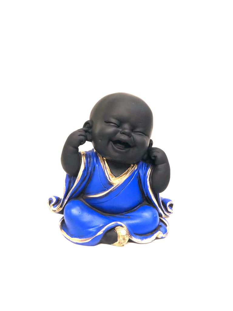 Big Happy Monks Lovely Resin Creations Set Of 3 In Cool Colors By Tamrapatra