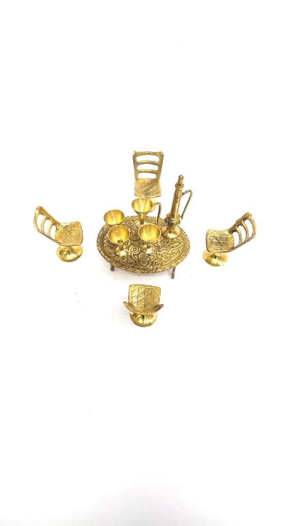 Miniature Replica Of Dinning Table With Chairs & Hookah Unique By Tamrapatra