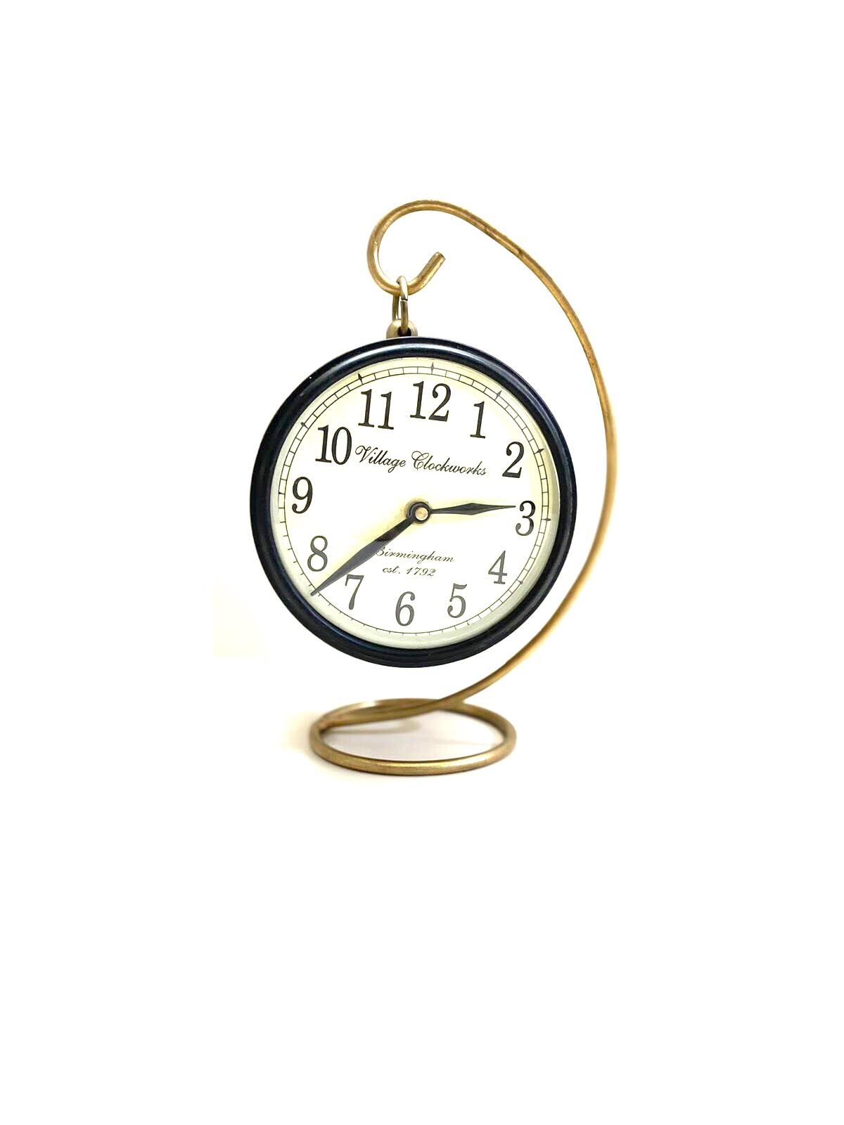 Table Top Metal Clock Hanging Standard Size Double Side Collection By Tamrapatra