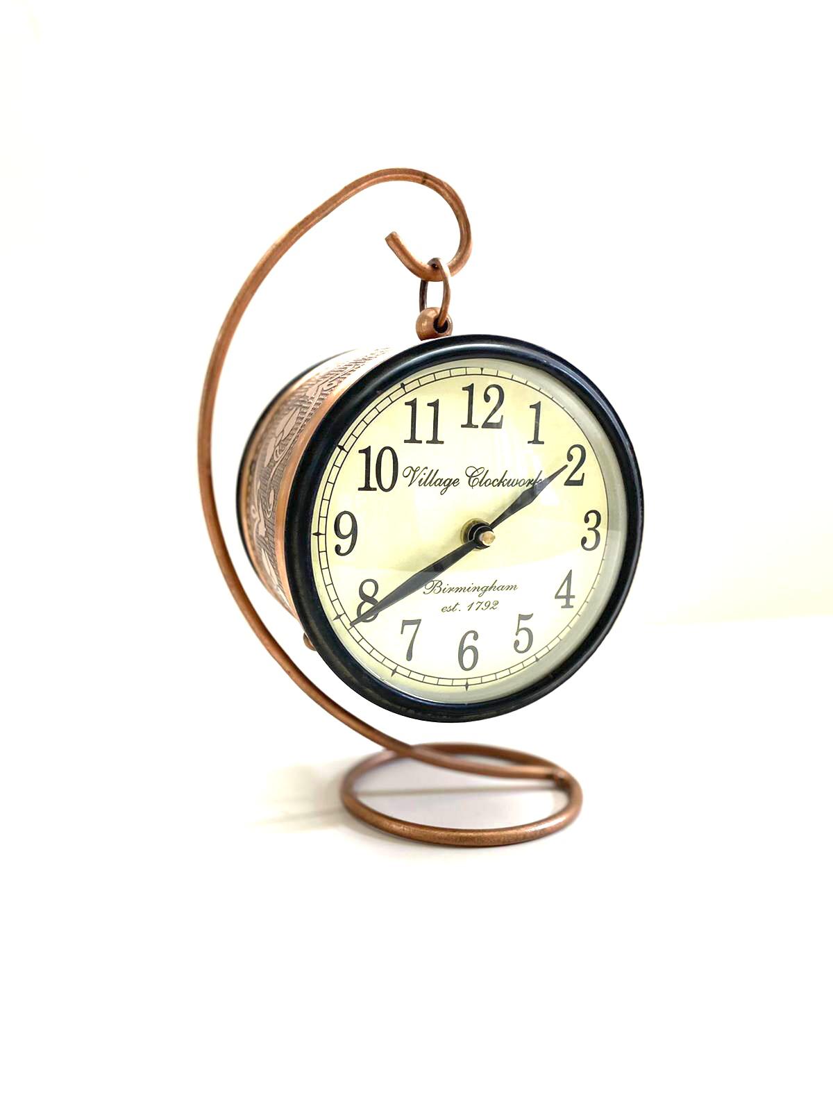 Table Top Metal Clock Hanging Standard Size Double Side Collection By Tamrapatra