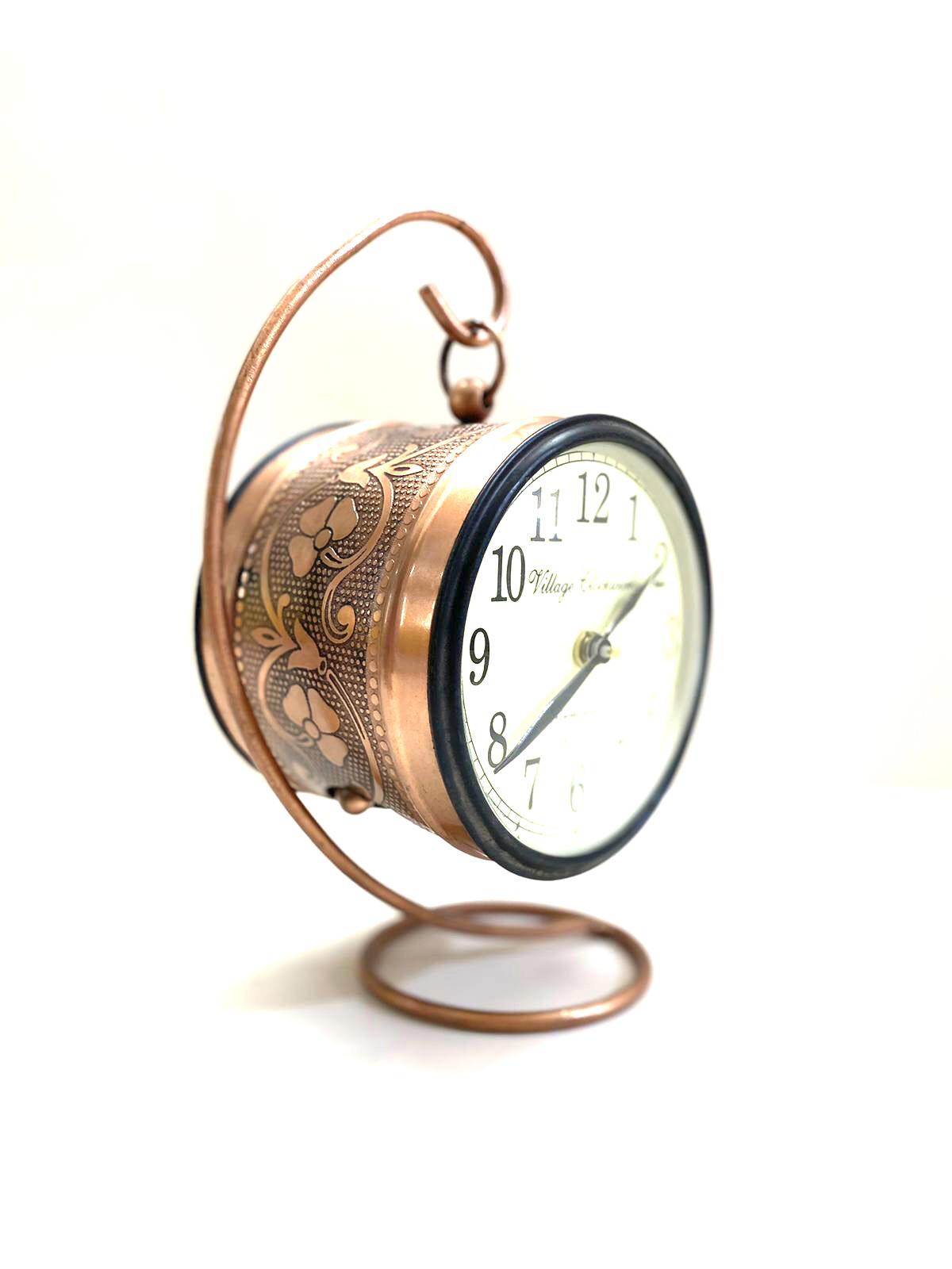 Table Top Metal Clock Hanging Standard Size Double Side Collection By Tamrapatra