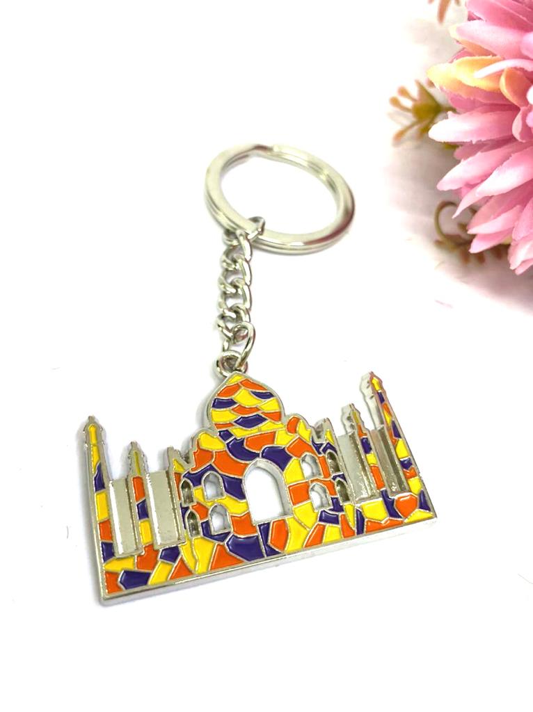 Beautiful Taj Mahal Metal Glazed Painting Various Colors Key Chains Tamrapatra