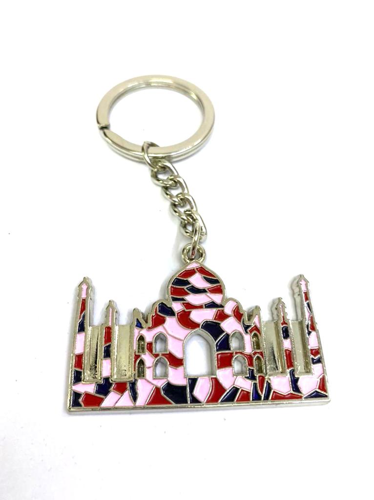 Beautiful Taj Mahal Metal Glazed Painting Various Colors Key Chains Tamrapatra