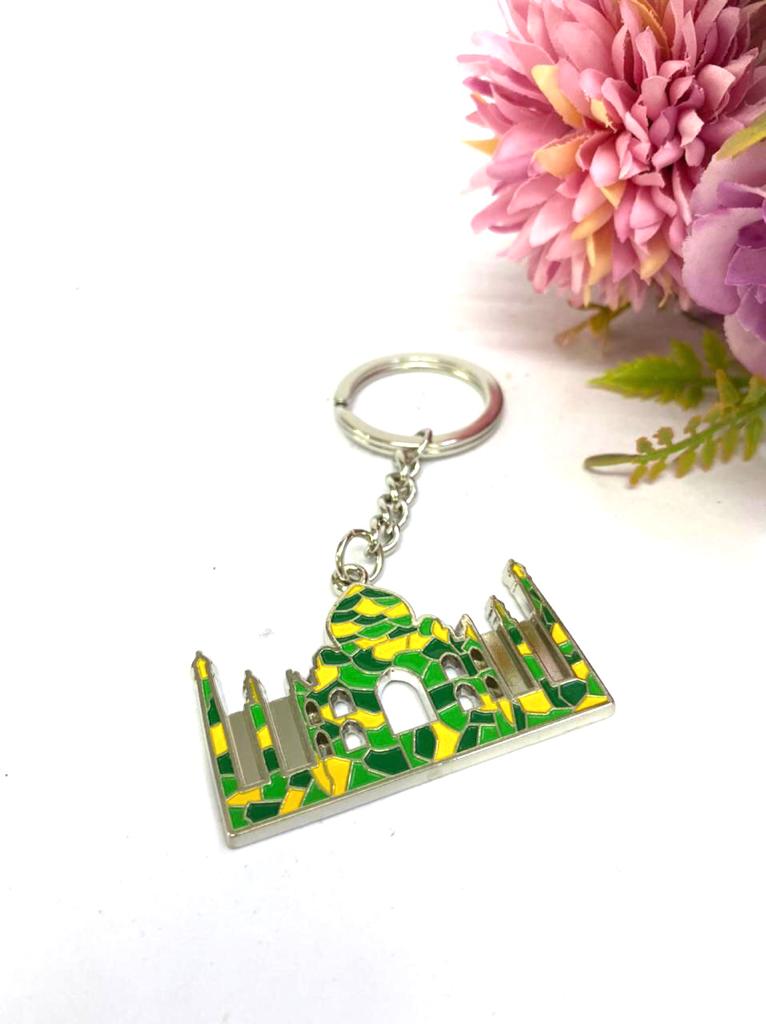 Beautiful Taj Mahal Metal Glazed Painting Various Colors Key Chains Tamrapatra