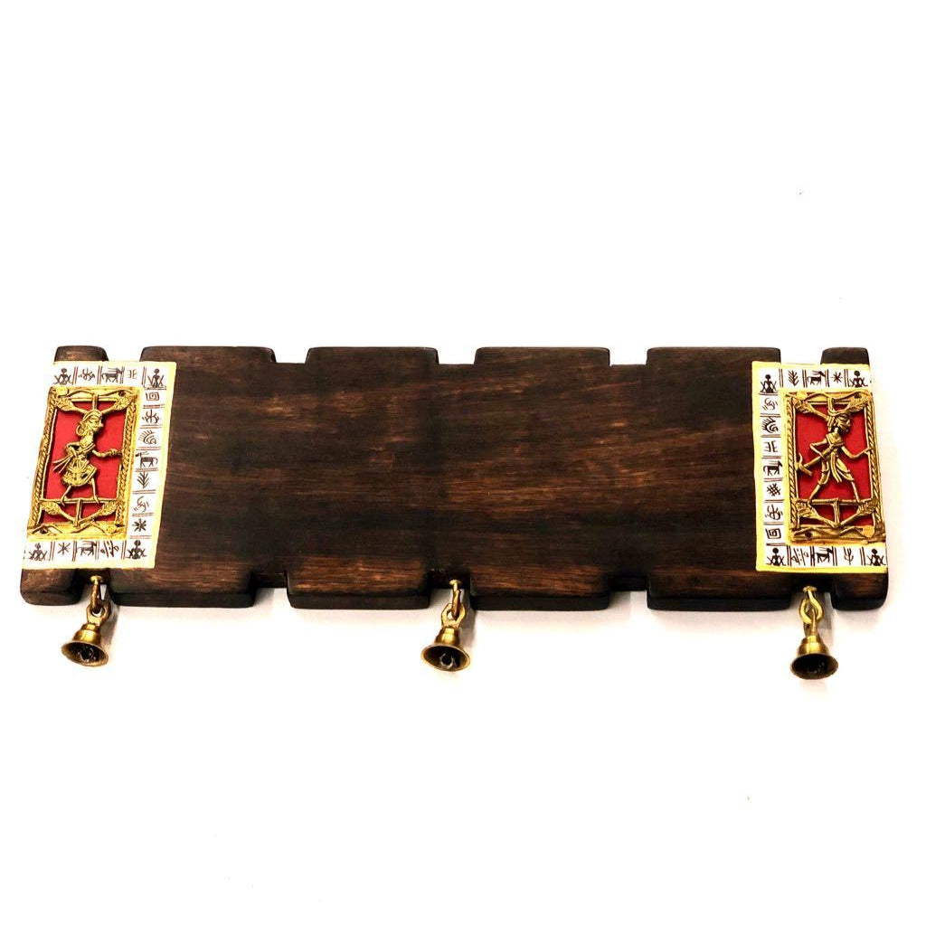 Exclusive Warli Hand Painted Name Plate Dhokra Figure Bells Tamrapatra - Tamrapatra