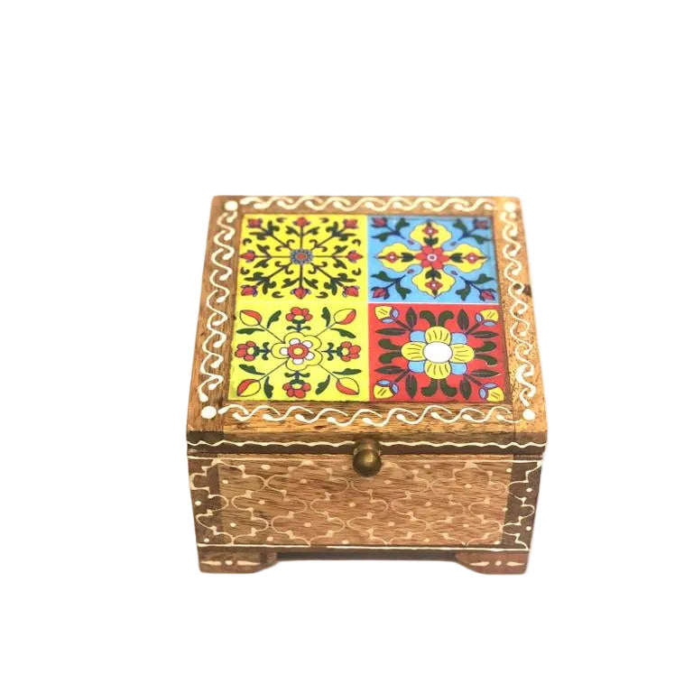 Luxurious Wood & Ceramic Tea/Coffee Coasters In Set Of 5 By Tamrapatra - Tamrapatra