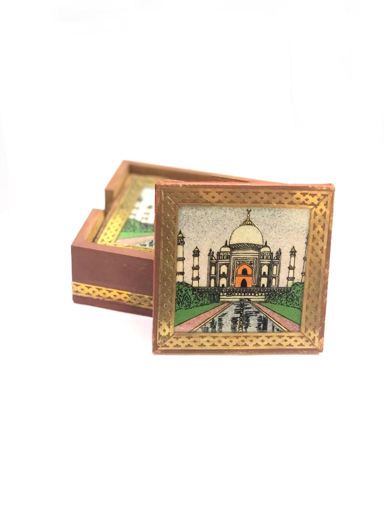 Indian Art Showcased On Tea Coaster Wooden Crafts Utility By Tamrapatra