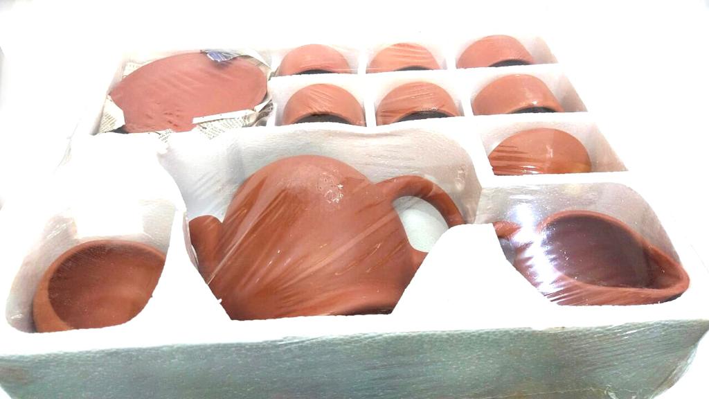 Big Tea Set With Kettle Cups Exclusive Earthen Gifts Serve Beverages By Tamrapatra