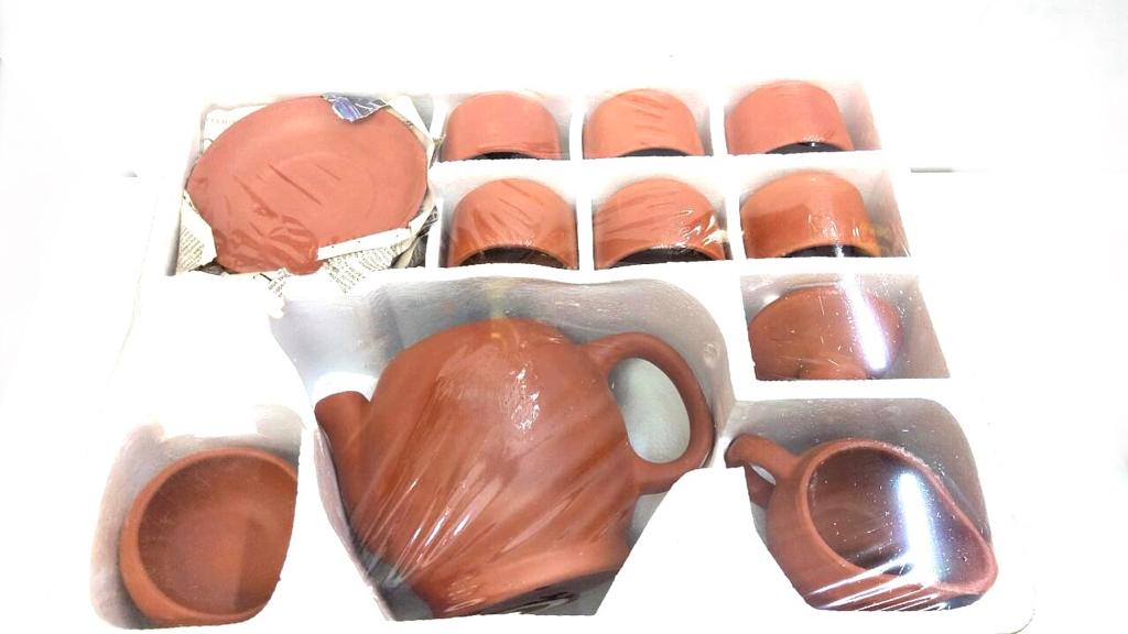 Big Tea Set With Kettle Cups Exclusive Earthen Gifts Serve Beverages By Tamrapatra