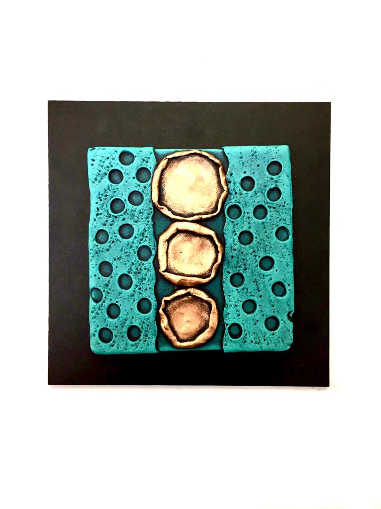 Teal Green Handcrafted Floral Plates For Home Uniquely Wall Décor Tamrapatra