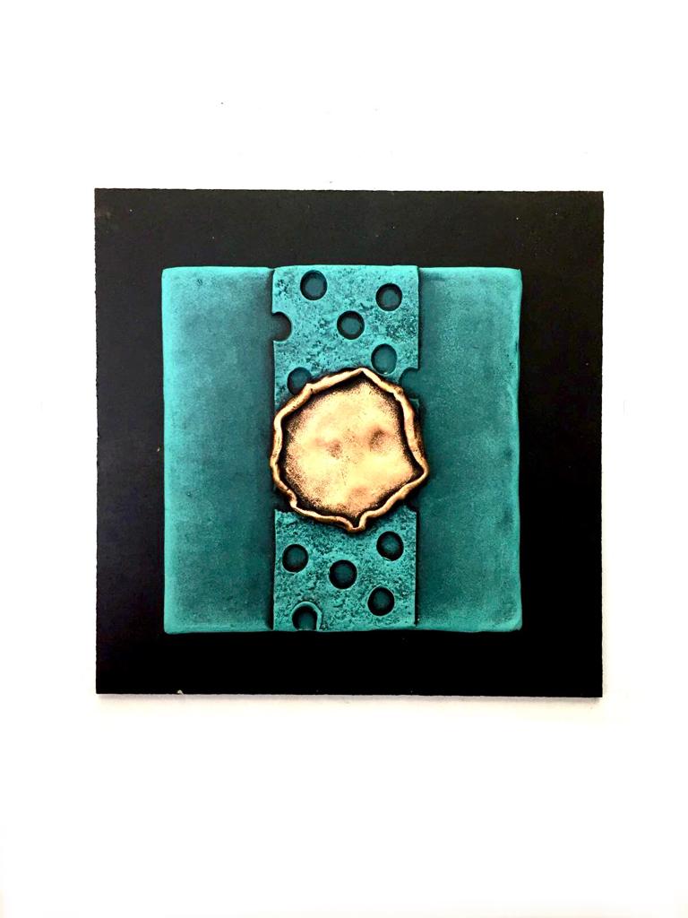 Teal Green Handcrafted Floral Plates For Home Uniquely Wall Décor Tamrapatra