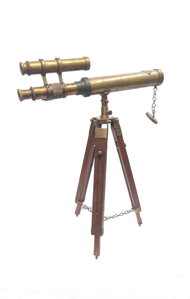 Telescope Brass On Wooden Tripod Stand With Extension Exclusive Gifts By Tamrapatra