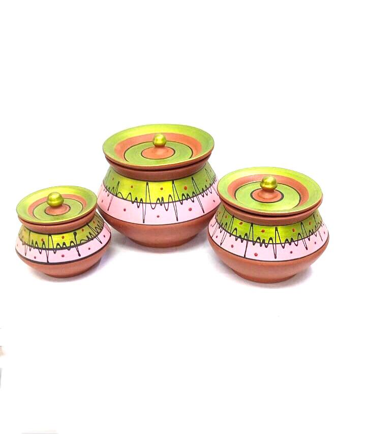Hand Painted Terracotta Handi In Various Size Creations Available From Tamrapatra