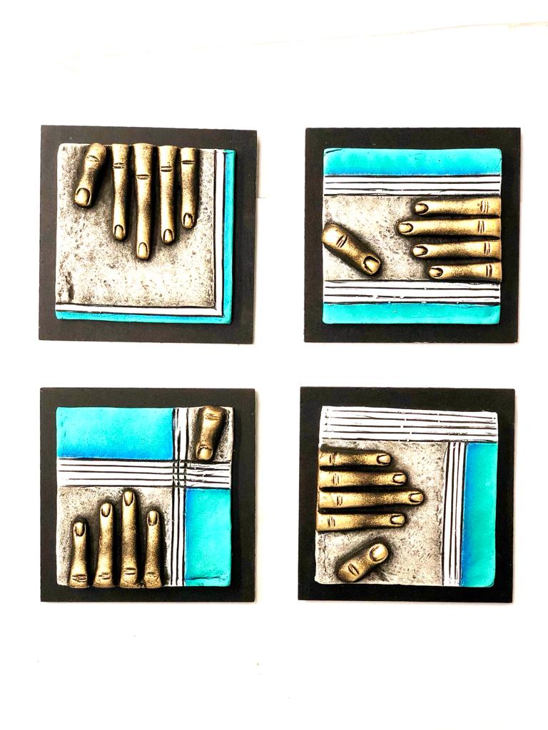Fingers Handcrafted Terracotta Unique Plates On MDF Wall Hanging By Tamrapatra