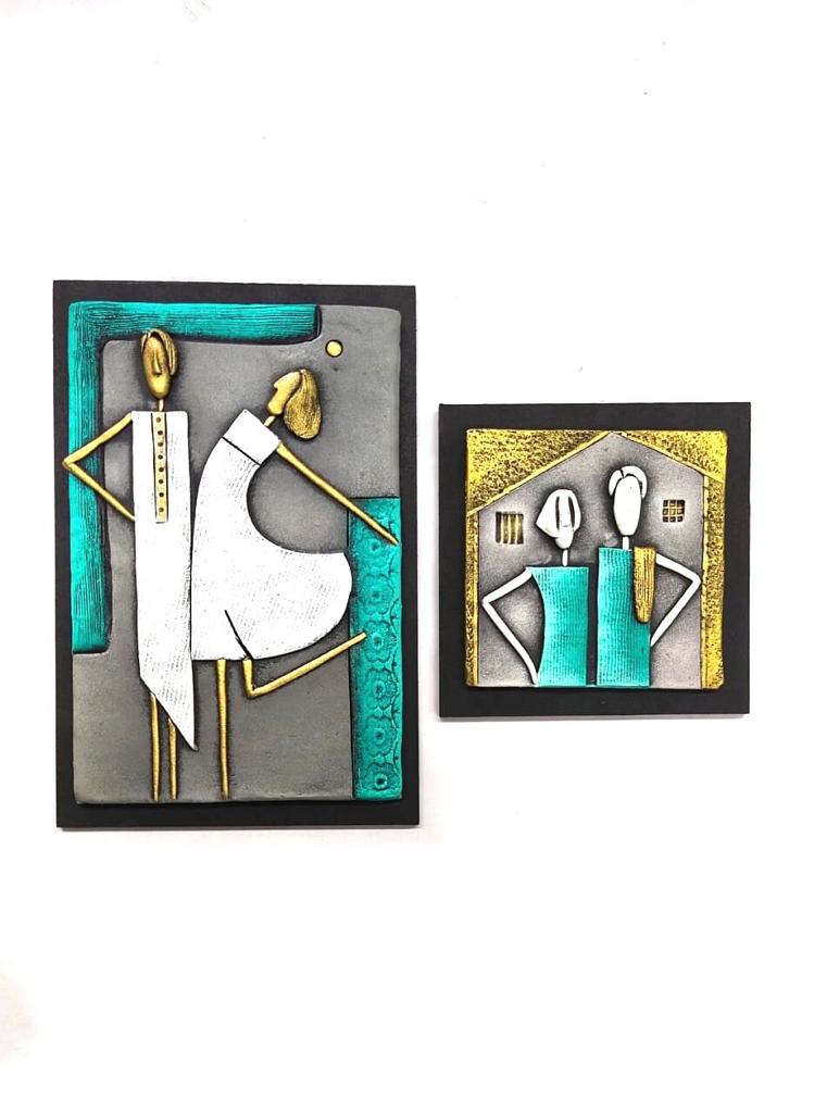 Couple Wall Hanging Plates Unique Decoration With Terracotta & MDF By Tamrapatra