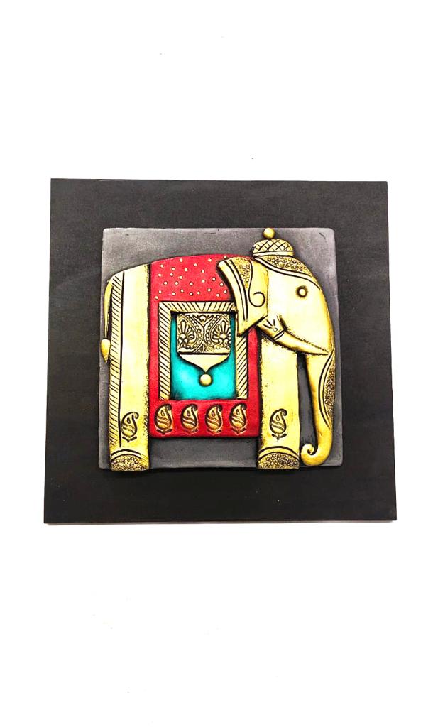 Big Red Elephant Handcrafted Terracotta Plates Hanging Eccentric Décor Tamrapatra